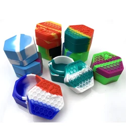 Silicone Container Big Hexagon Bee Style Silicone Jar for Oil Wax Box Cream Easy To Hold and Carry