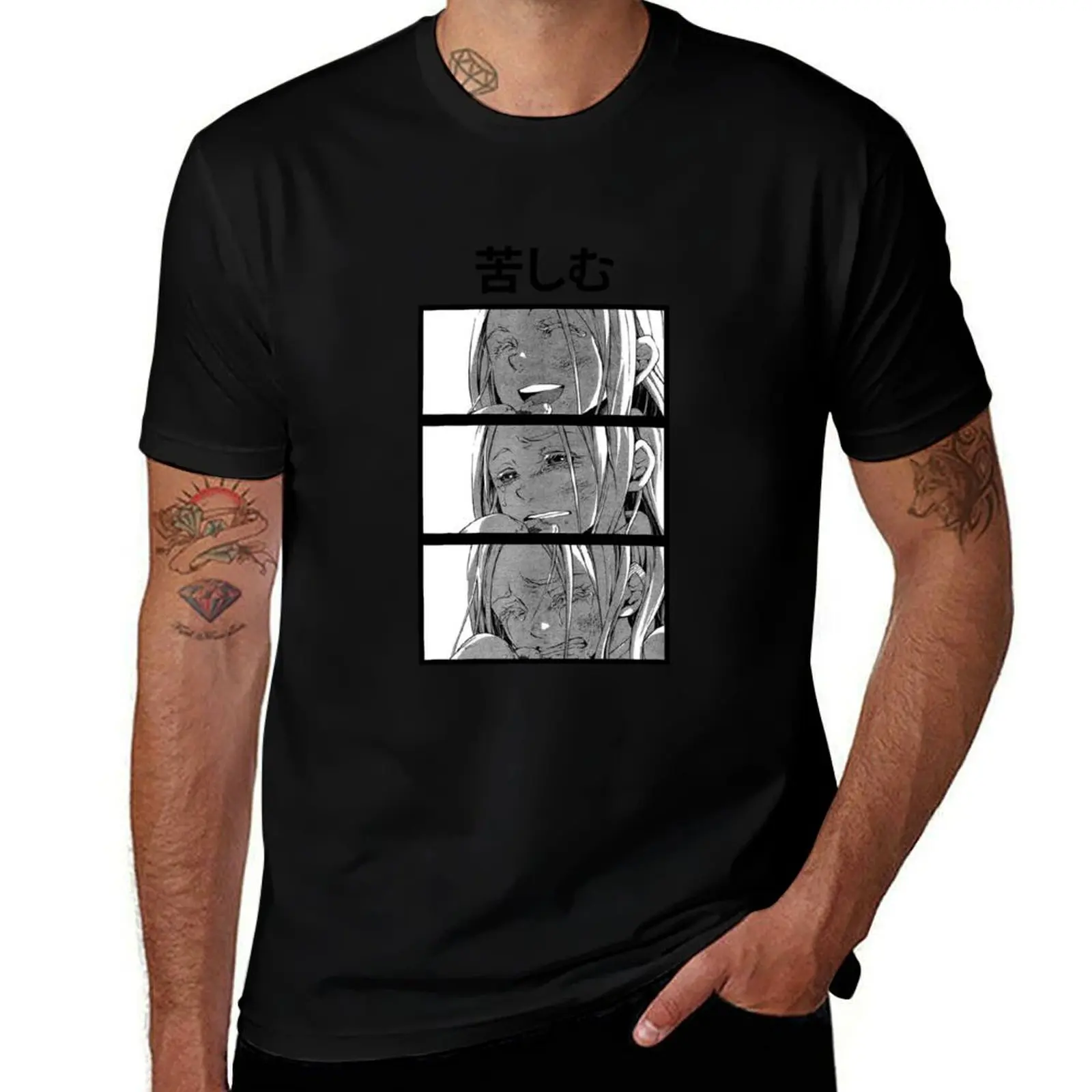 SHIRO DEADMAN WONDERLAND SAD T-Shirt graphic tee shirt anime black t-shirts for men