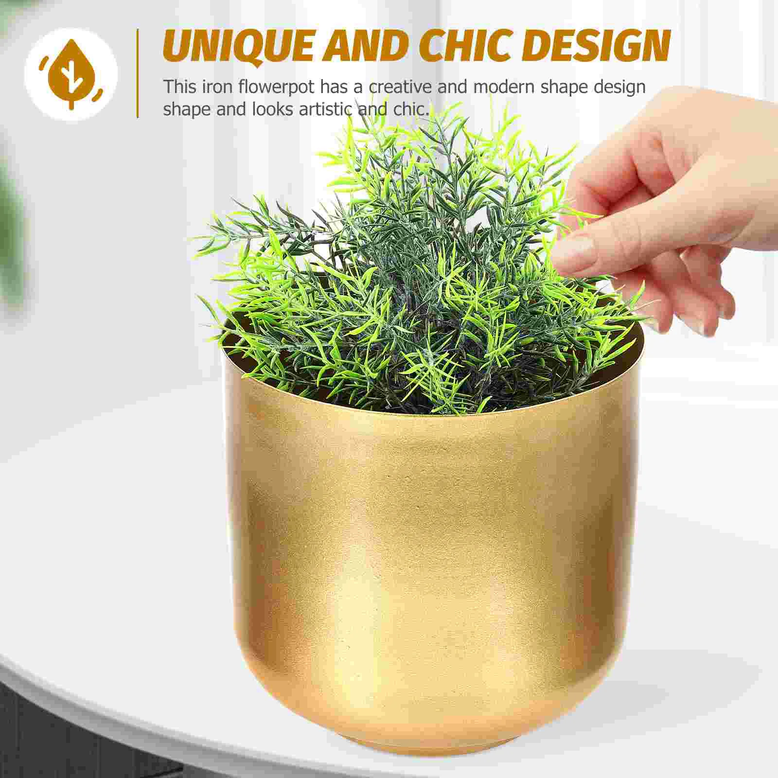 Creative Flower Planter Pot Iron Succulent Plant Pot Desktop Flower Pot Golden