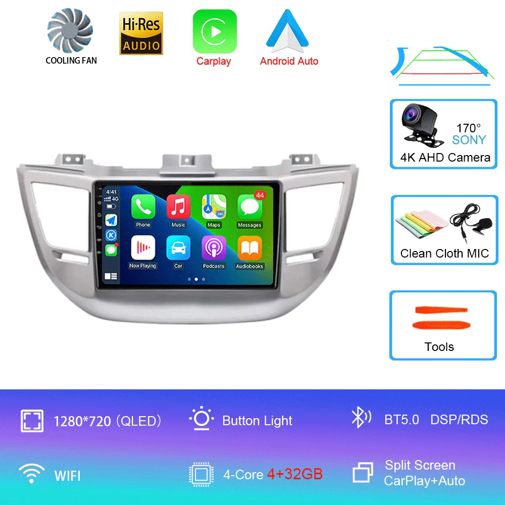 Android 16 autoradio Carplay voor Hyundai Tucson IX35 3 2015 2016 2017 2018 2Din multimediaspeler navigatie GPS head unit