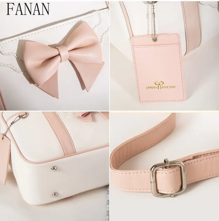 Kawaii JK Uniform Handbag Women Cute Bow Cosplay Large Capacity Sweet Lolita Shoulder Bag Student School Crossbody Bags