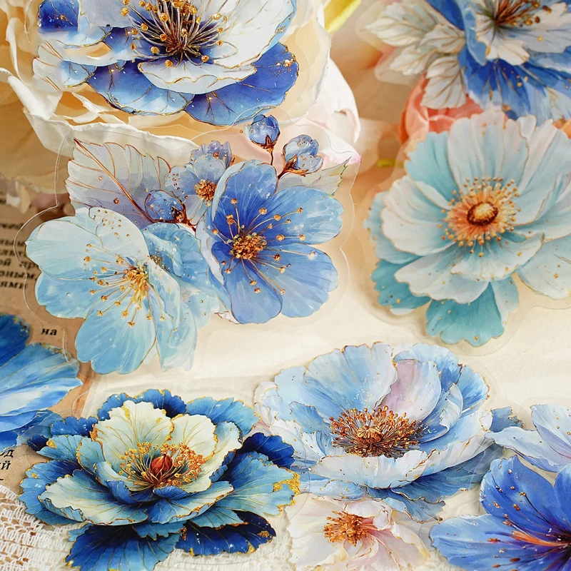 Gilded Flower Language Series Vintage Floral Landscape PET Sticker Creative DIY Journal Material Collage Stationery
