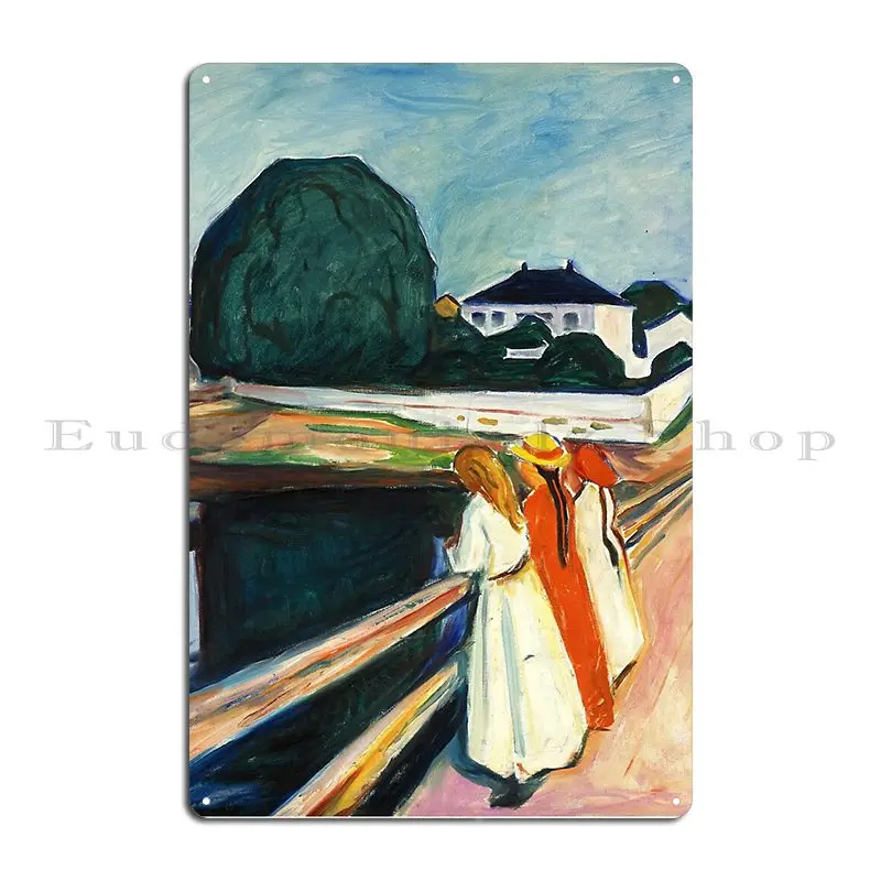 Edvard Munch The Girls On The Bridge Metal Plaque Poster Club Bar Poster Designing Pub Create Tin Sign Poster