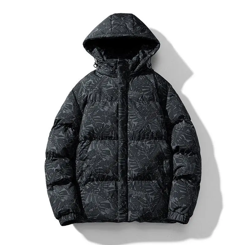 Men's Winter Loose Fit Large Size Down Jacket with Detachable Hood Super Warm Thickened Cotton Padded Coat Like Bread