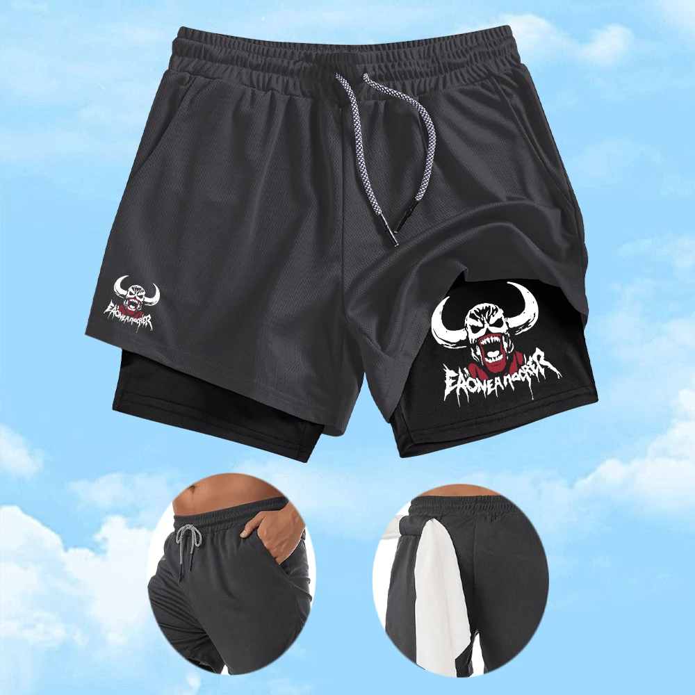 

Men's 2026 New Devil Print Sports Shorts Two In One With Inner Phone Pocket And Towel Loop Beach Pants Surfing Swimming Trunks