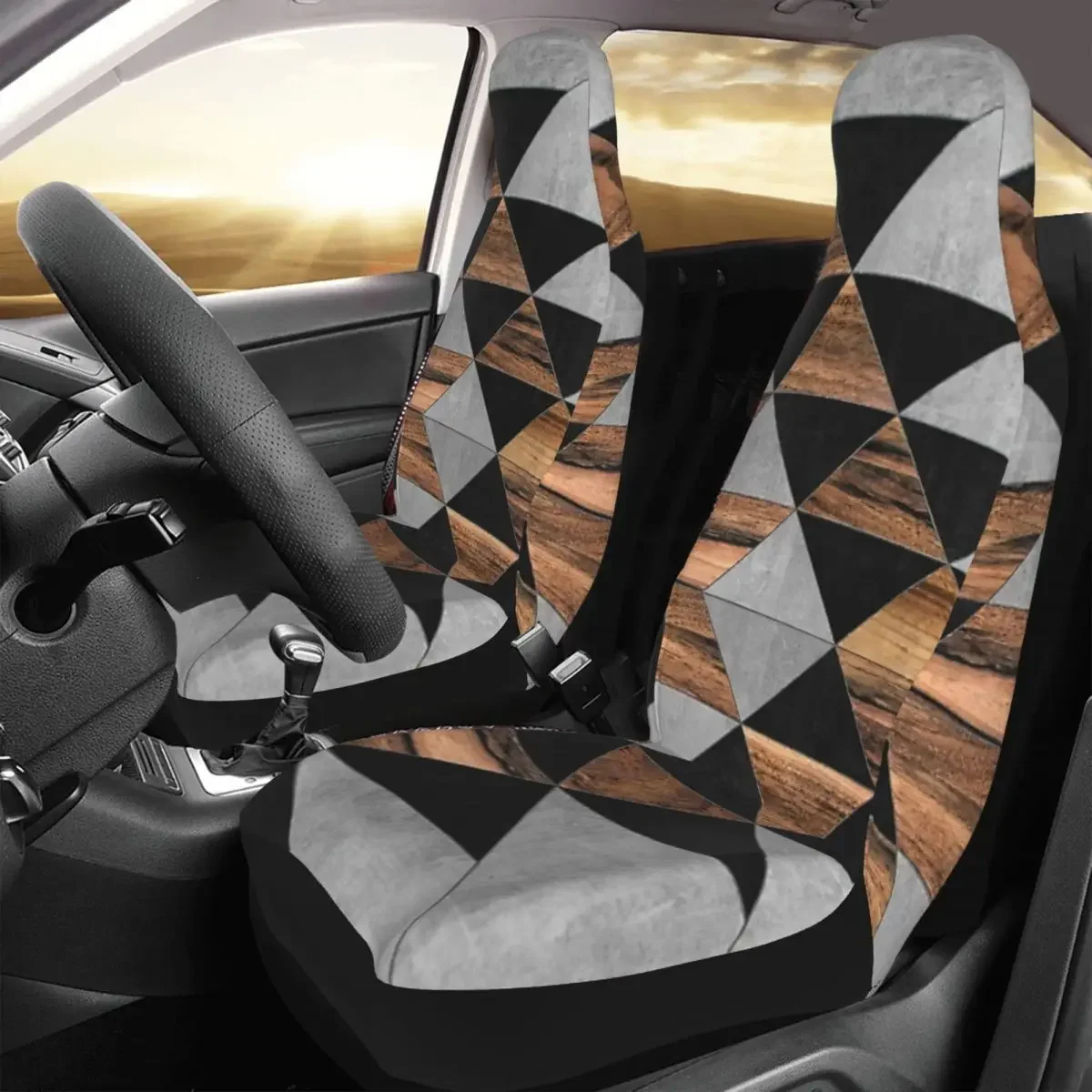 Urban Tribal Pattern - Aztec - Concrete Car Seat Cover Custom Printing Universal Front Protector Accessories Cushion Set