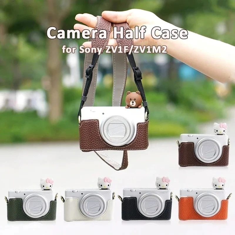 For Sony ZV1F ZV1M2 MarkII Half Case Baseplate 1/4 Screw Bottom Opening Camera Shoulder Wrist Strap Accessory