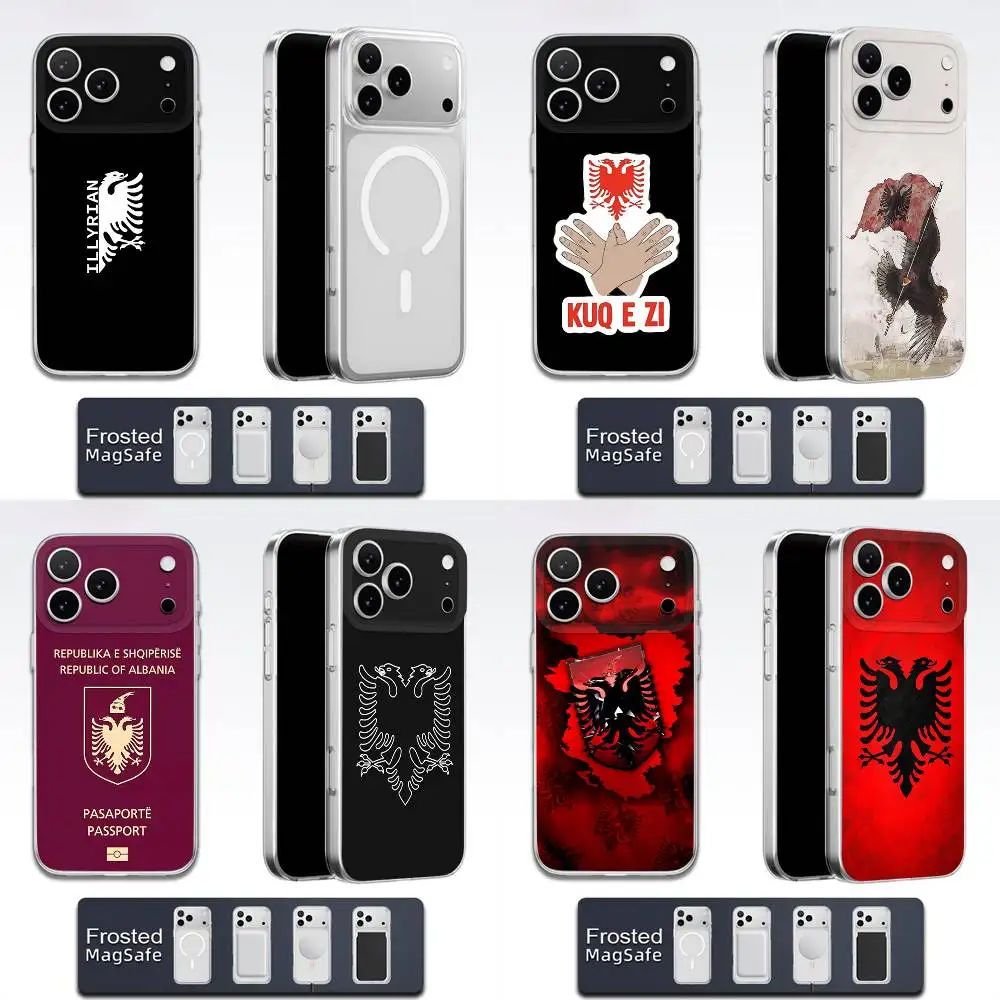 

Albania Flag Passport Illyrian Phone Case For iPhone 17,16,15,14,13,12,11,Pro,Max,Plus,E,Air,Mini Magsafe Transparent