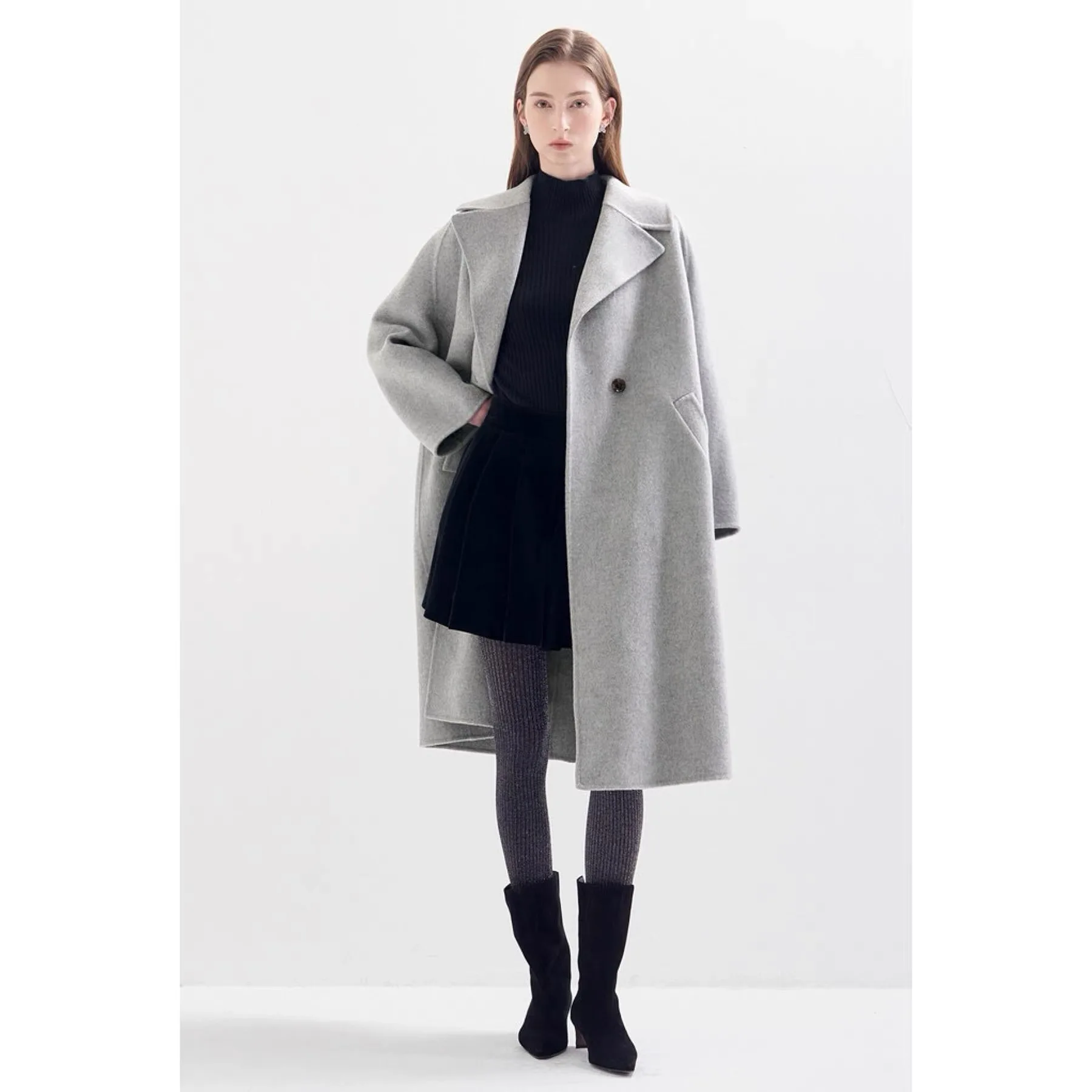 

Lemon Cheese LAN25 Winter Faionable Versatile Large Collar Slimming Long Length Camere Coat Straight Cut Commute Sle Pu...