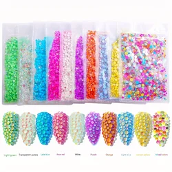 1440pcs Multicolor Multisize Glass Half Round Nail Art Decoration FlatBack Rhinestones Crystal Mermaid Beads Diy Phone Case