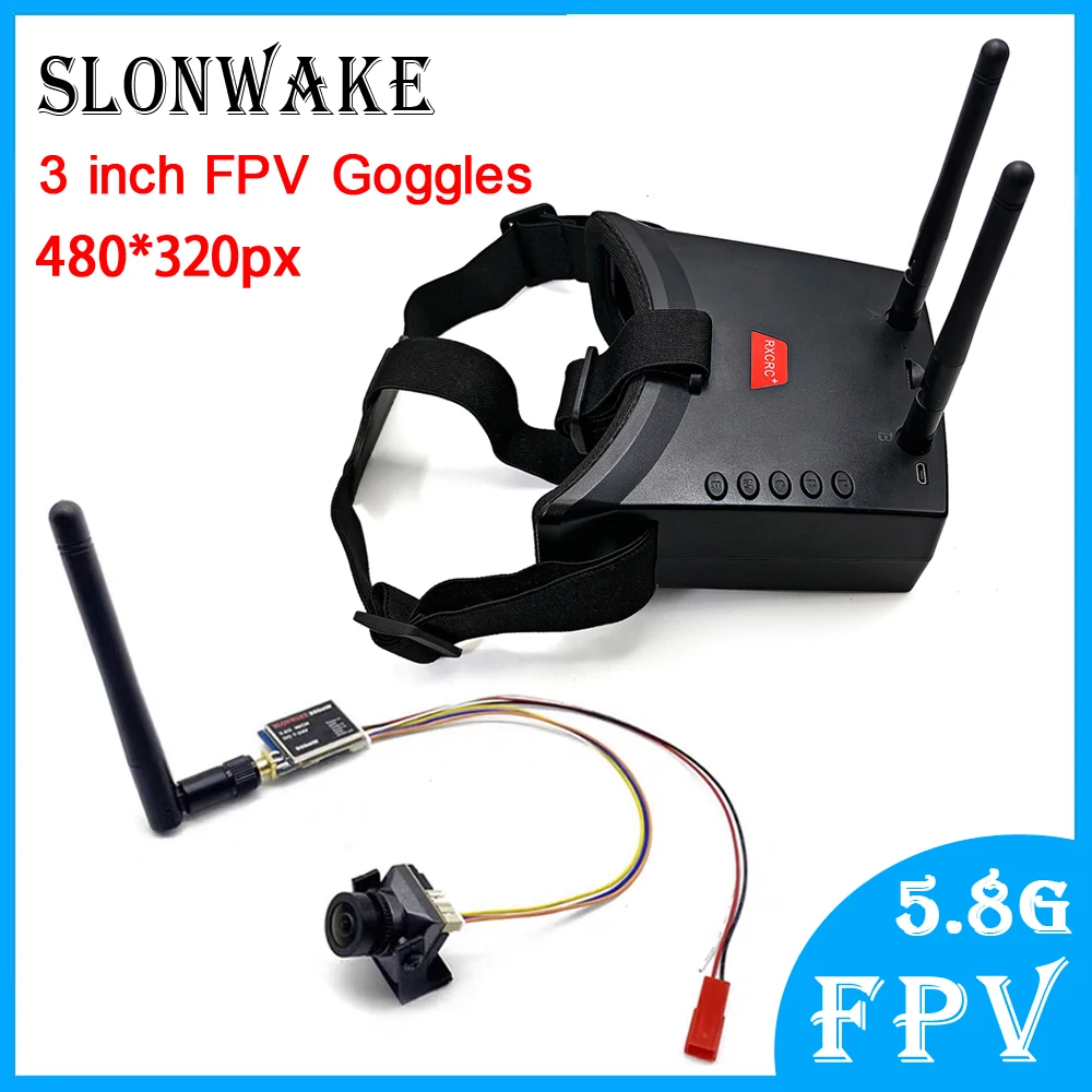 5.8G FPV Headset Googles VR Glasses High Quality 48CH and 600mW VTX Transmitter Camera B19 Pro 2.1mm Lens AIO 135° with straight
