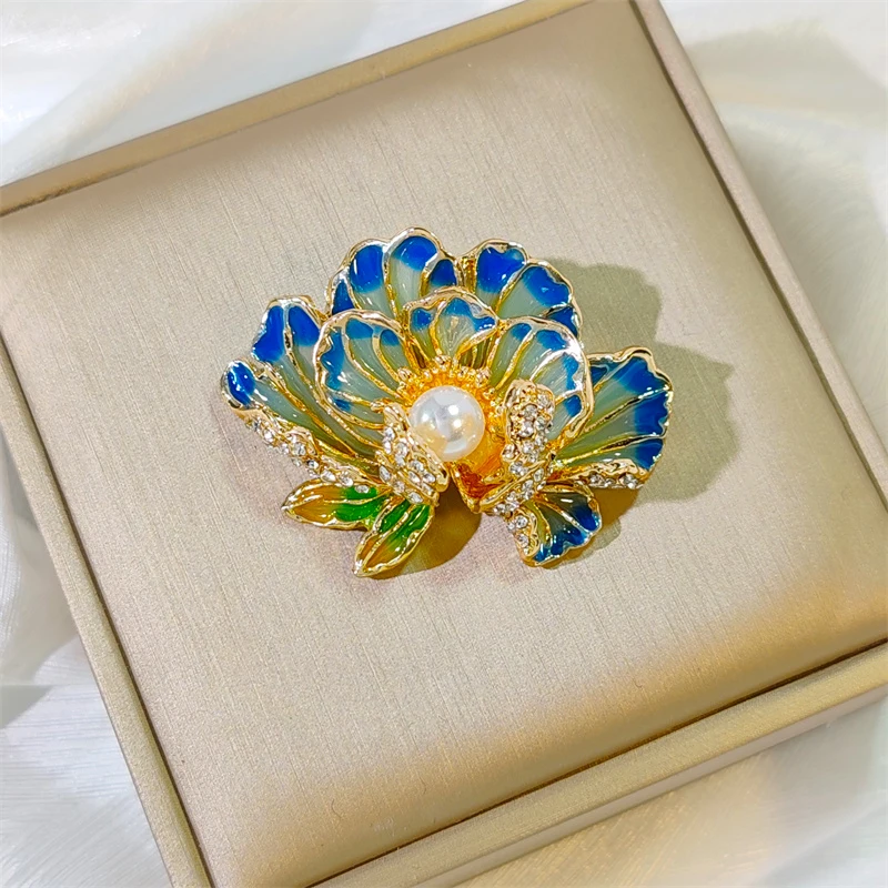 Жемчужная брошь с цветком пиона, высококачественная женская изысканная роскошная ретро-грудь, цветок, темперамент, брошь Cheongsam в китайском стиле