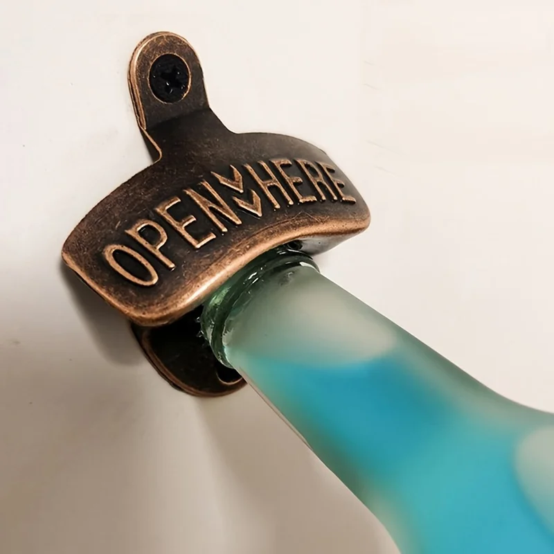 Abridor de botellas de pared de hierro fundido vintage - |   Removedor duradero de tapas de botellas de vino y cerveza