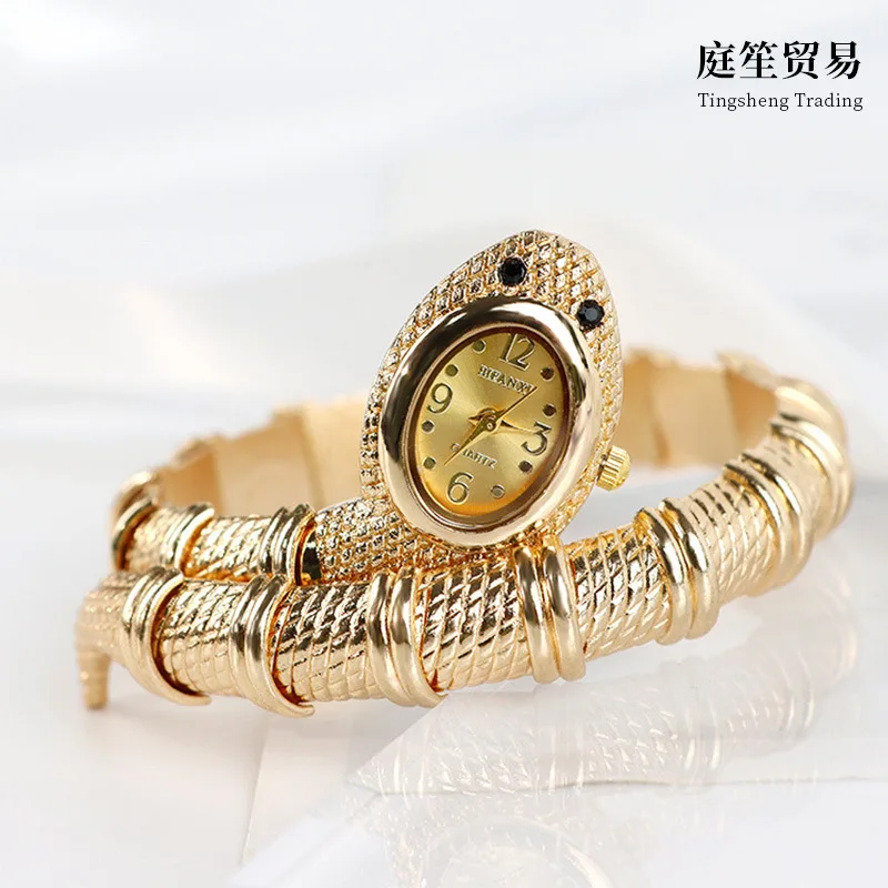 Popular Creative Serpentine Watch Ladies Luxury Rhinestone Elegant Quartz Watch Fashion Full Diamond Bracelet Watch