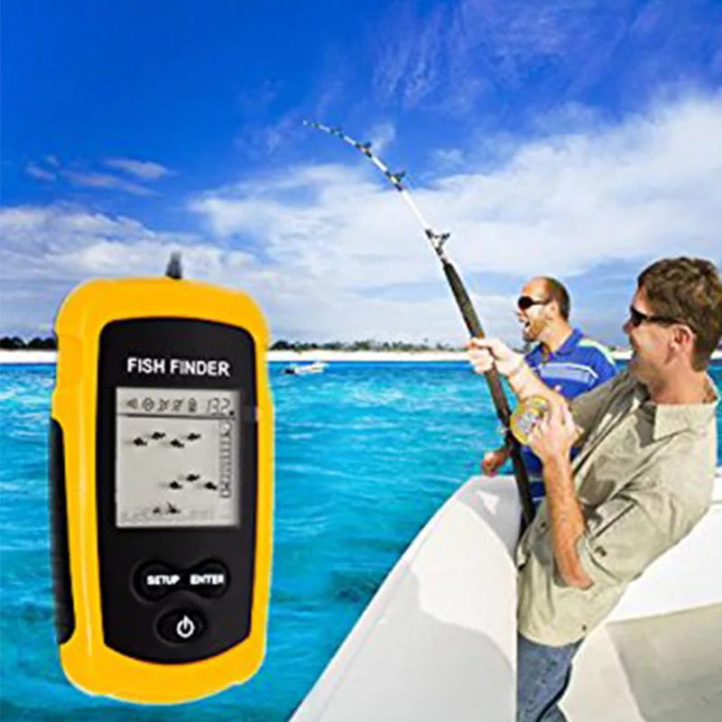 

Portable Fish Finder Ice Fishing Sonar Sounder Alarm Rechargeble Transducer Fish Finder 0.7-100m Fishing Echo Sounder