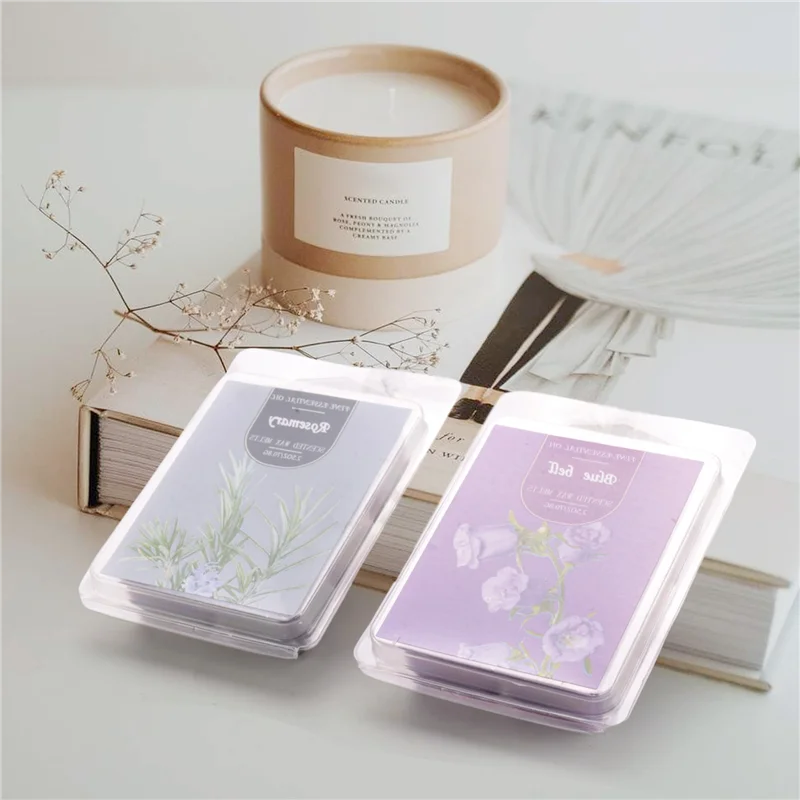 A59E-12 Pack de cire parfumée fondre la cire carrée, fondre la cire parfumée, cire de soja fondue pour les chauffe-chaîne, coffret cadeau carré de cire, cire en poudre pour bébé