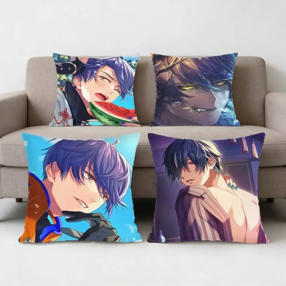 

CUTE Game O-Obey Me World Leviathan Pillow Case Anti-dustmite Pillowcase Invisible zipper silky short plush Sofa cushion cover