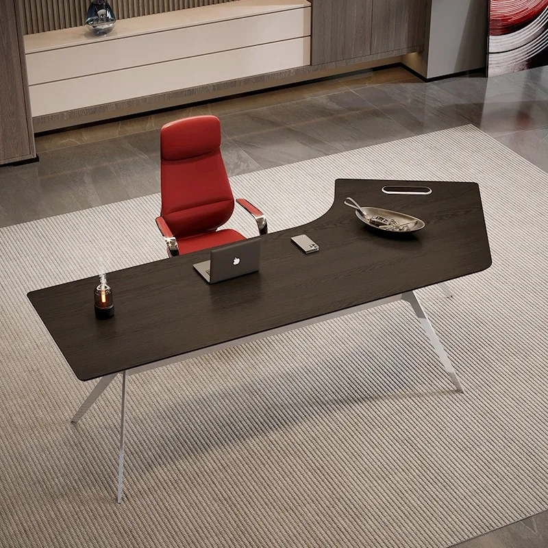 CEO Desk,Boss Table,Black Executive , , Light Luxury Design, High-End Feel, Large Desk For Executives, Minimalist Office, Stainl