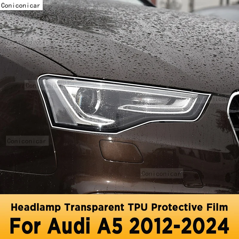

For AUDI A5 2012-2024 Car Exterior Headlight Anti-scratch Front Lamp Tint Transparent TPU Protective Film Accessories Sticker