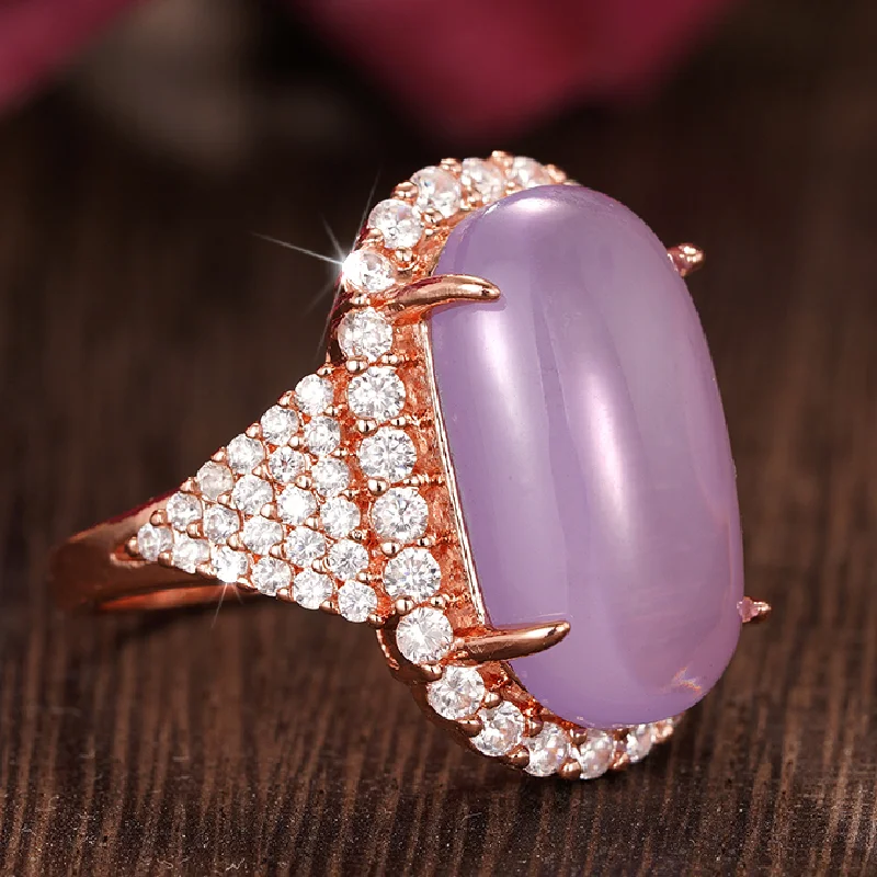 Huitan Imitation Mondstein Ringe für Frauen Intarsien Glänzende CZ Luxus Elegante Accessoires Für Hochzeit Party Verlobung Schmuck Geschenk