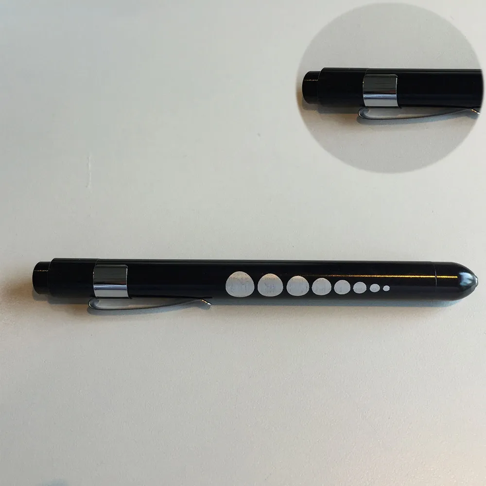 2Pcs Nurse Pupil Gauge Pen Light Black White Compact Metal Clip Portable LED Diagnostic Tool for Doctors Nurses