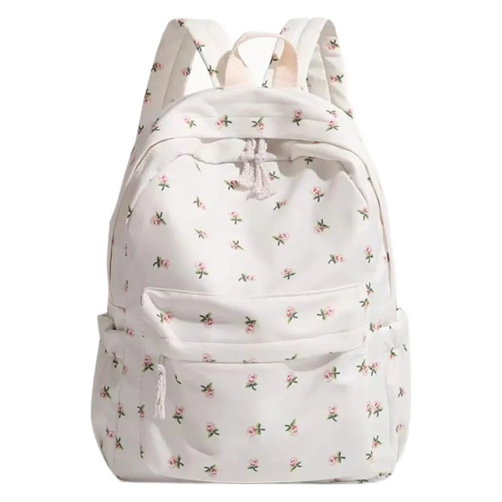 حقيبة ظهر على شكل زهور على طراز الكلية للفتيات على طراز هاراجوكو مطبوعة حقيبة مدرسية لطلاب المدارس الثانوية للنساء والرجال حقيبة سفر ذات سعة كبيرة #4