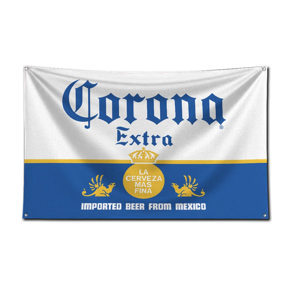 3x5 Ft Beer Brand Coronas Extra Retro Flag Polyester Printing Banner for Garage Wall Art Out Door Decoration With Brass Grommets