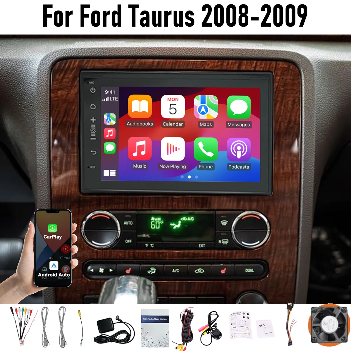 

7“ Wireless CarPlay Android auto 6-128GB (8CORE) For Ford Taurus 2008-2009 Screen Android15 Head Unit GPS Navigation Radio