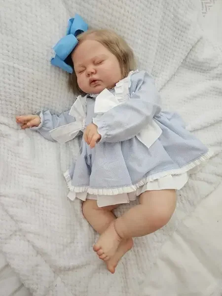 DLS Customized 26inch Reborn Baby Sleeping Pickle Hand-Rooted Hair With Different Dress Huge Baby