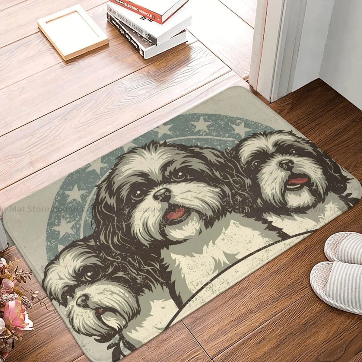 Adorable Shih Tzu Trio Floor Mat - Charming and Comfortable Décor for Pet Lovers, Perfect for Living Rooms and Entrances