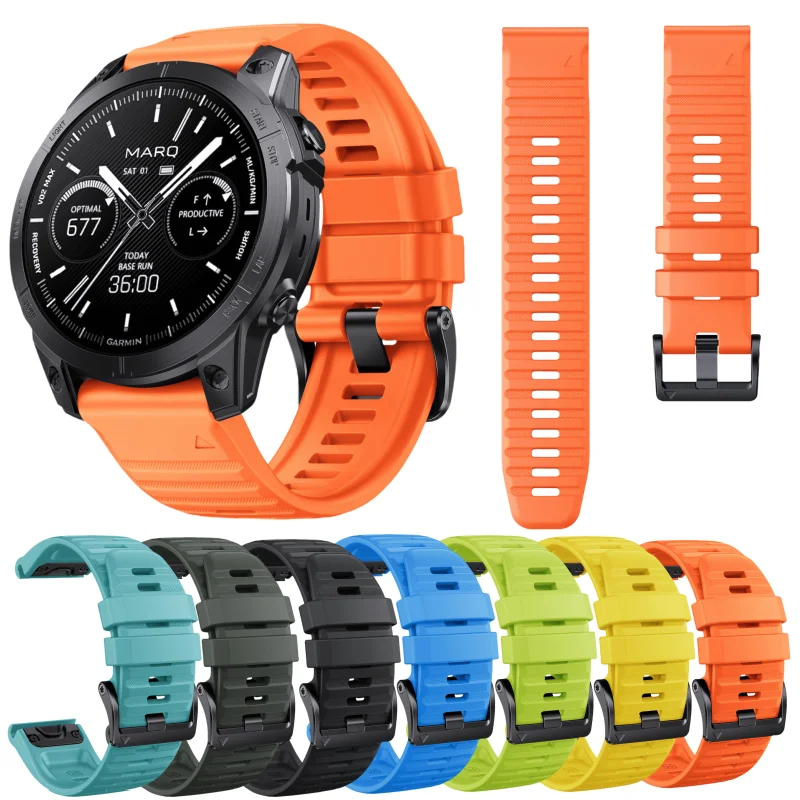 QuickFit 26mm 22mm silicone strap, suitable for Garmin Fenix 7X 7 Pro 6 6X/Epix Pro Gen 2 51mm 47mm/Actix strap accessories