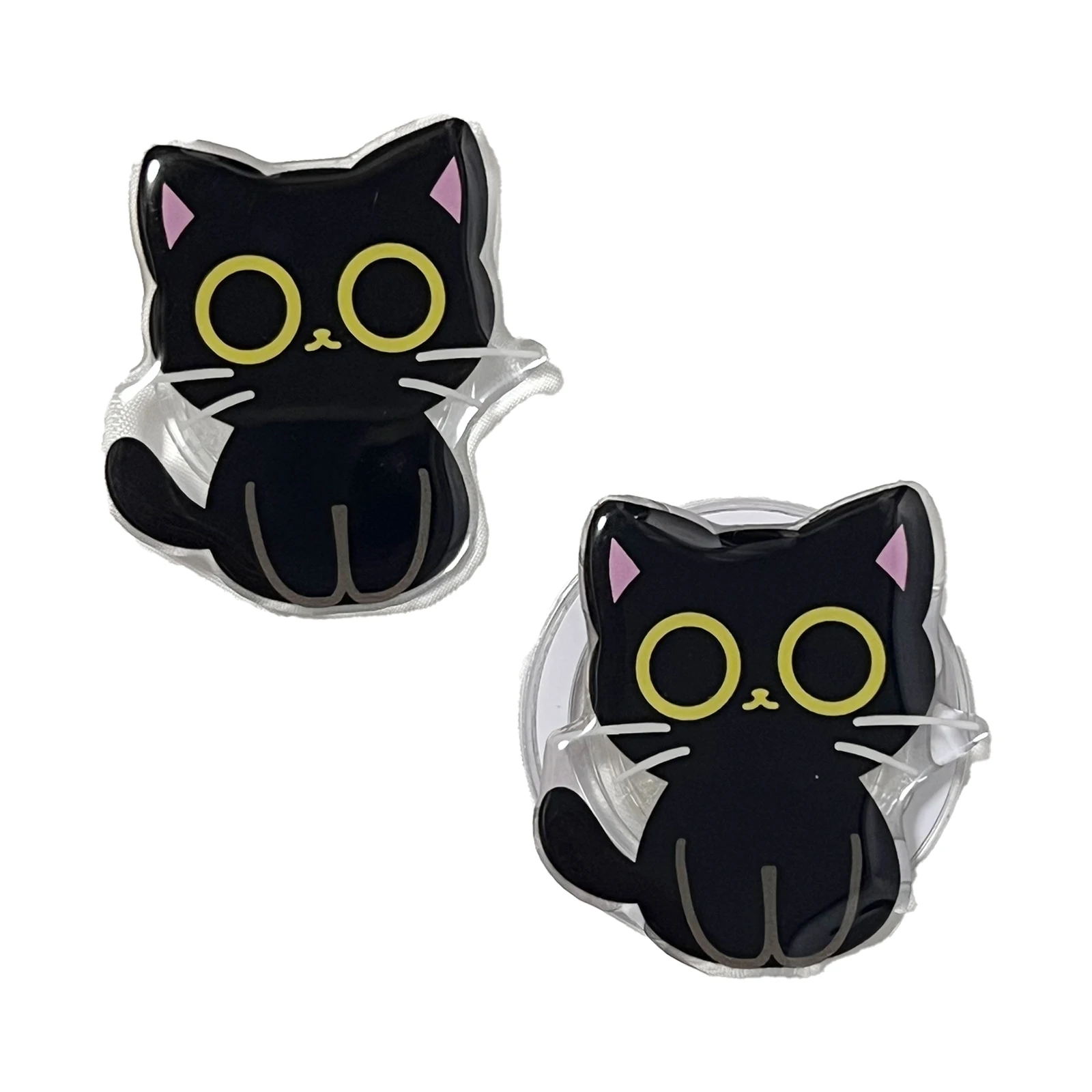 

Cute 360 Degree Rotation Big Eyes Black Cat For Magsafe Phone Holder Foldable For iphone 17 16ProMax For Samsung Girl Gift