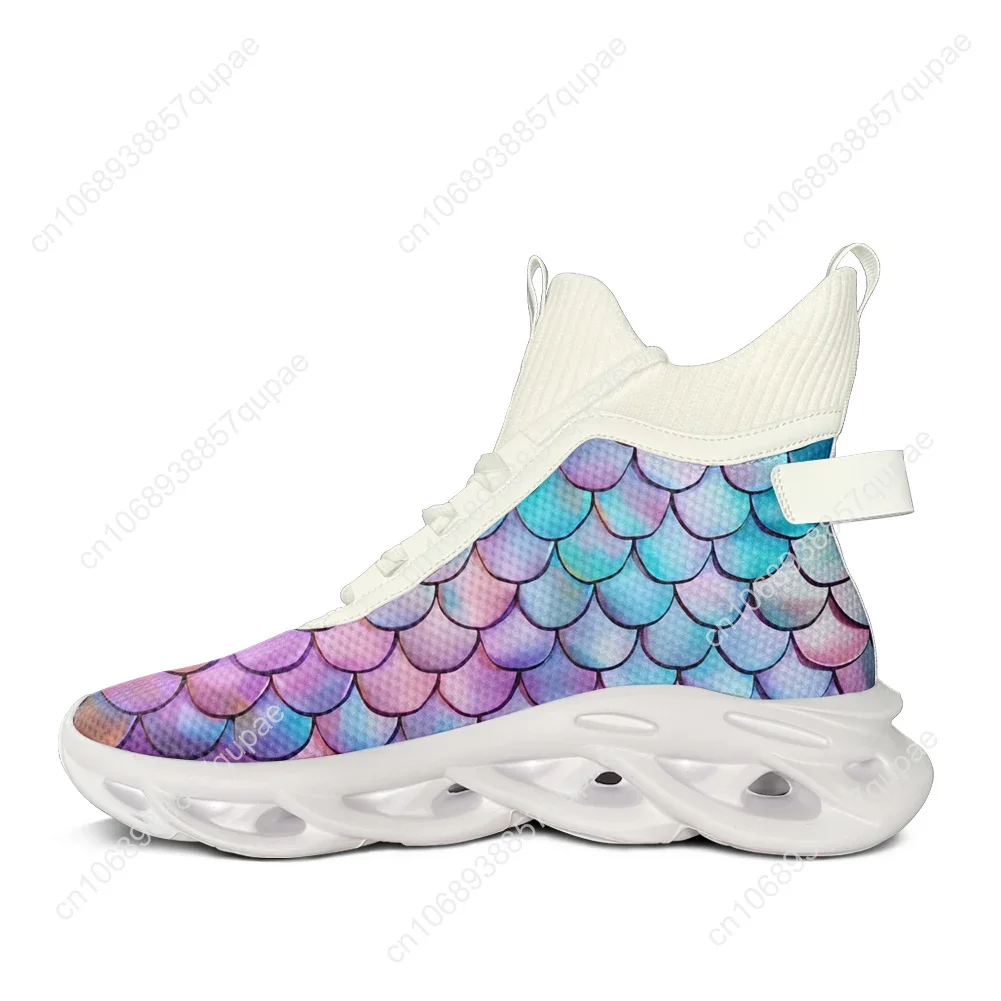 Fish Scale Texture High Top Sneakers Animal Men Women Teenager Sports Shoes Running Sneaker Lace Up Mesh Footwear Custom Shoe 2