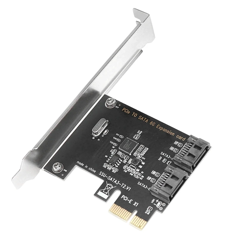 PCIE To SATA Expansion Card ASM1061 PCIE To 2-Port SATA3.0 6Gbps Bootable SSD Solid State Drive Adapter Card