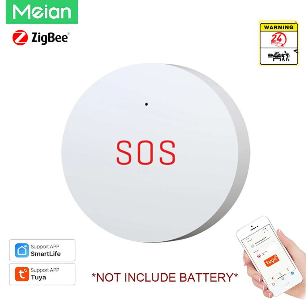 Meian-botón de emergencia Zigbee, enlace inalámbrico, botón de emergencia SOS, funciona con Smart Life, protección de seguridad para el hogar