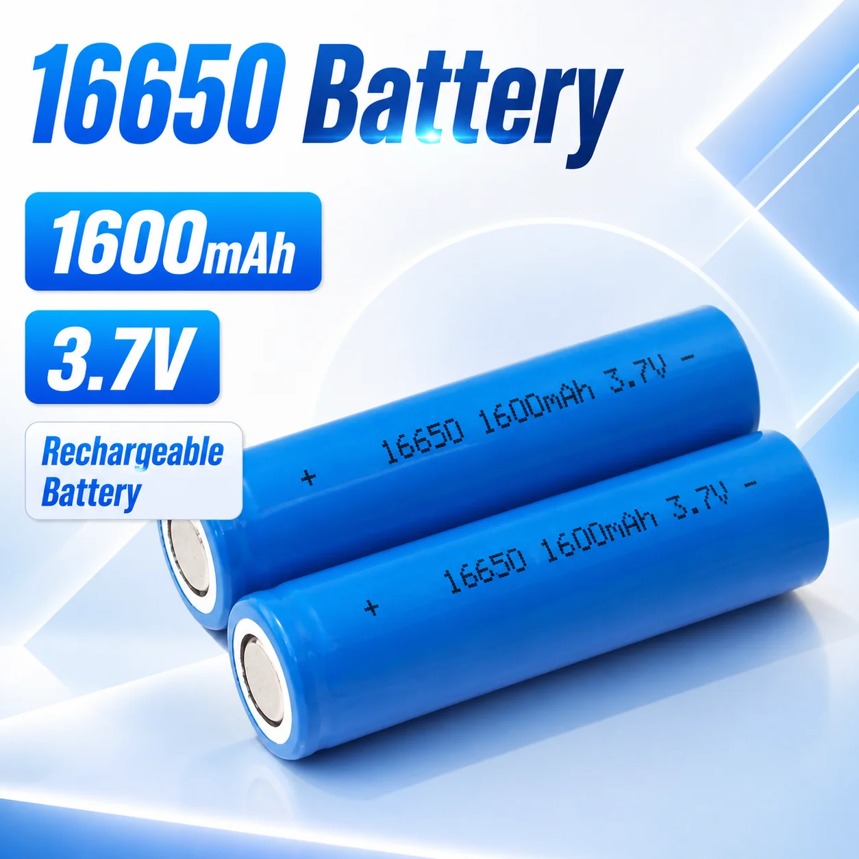 16650 1600mAh 3.7V Lithium Ion Rechargeable Battery for Flashlights, Mini LED Devices, Cylindrical Cell, 16340, 14250