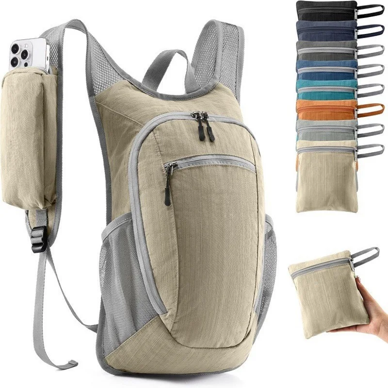 Sac à dos de voyage pliable et portable de 10L pour hommes et femmes, sac à dos léger et pliable, résistant à l'eau, pour la randonnée et le cyclisme