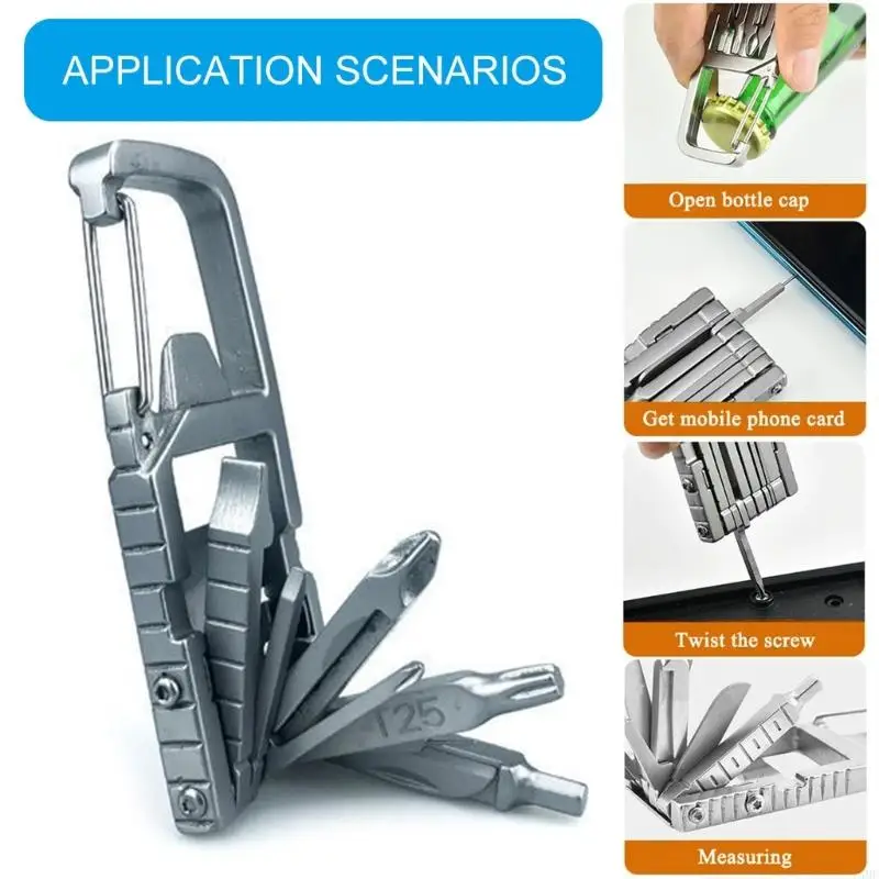 Keychain Multitool 13 in 1 Folding Multi Tool Stainless Steel Outdoor Screwdriver Bit For Outdoor Home Improvement L4MF
