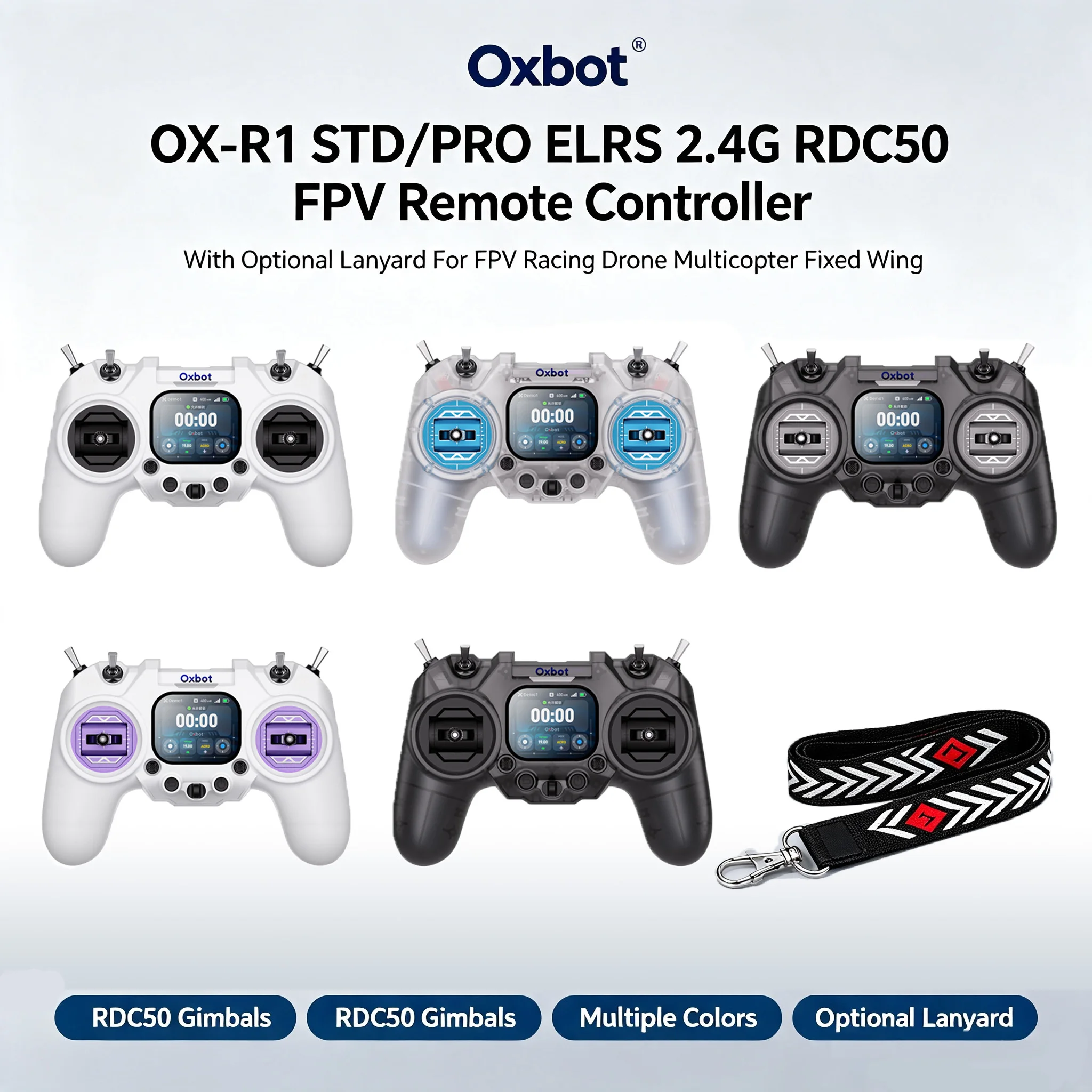 Oxbot OX-R1 STD/PRO ELRS 2.4G RDC50 FPV Remote Controller With Optional Lanyard For FPV Racing Drone Multicopter Fixed Wing