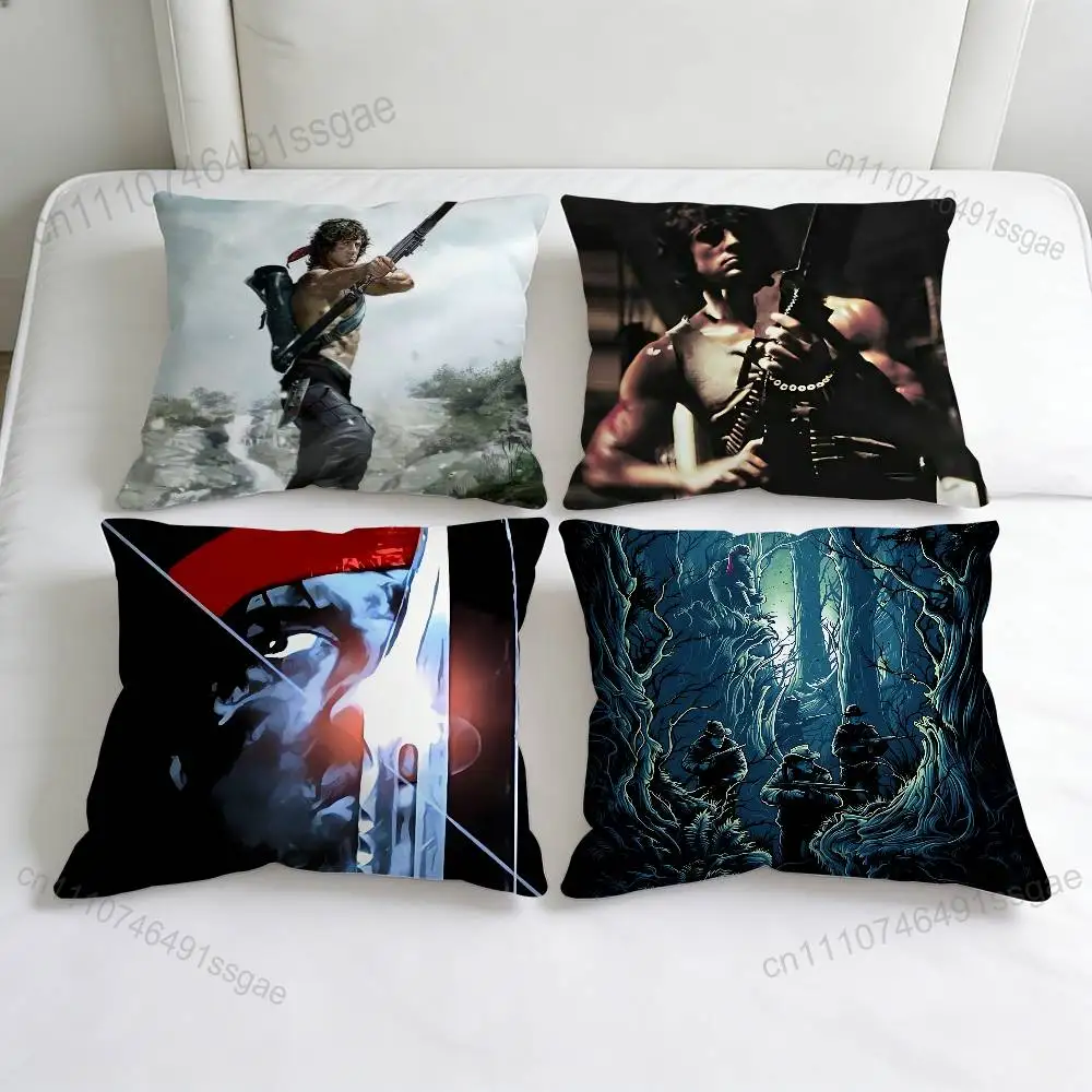 

First Blood J-John Rambo Square Pillow Case Soft Decorative Throw Pillow Cover for Home Sofa Bed