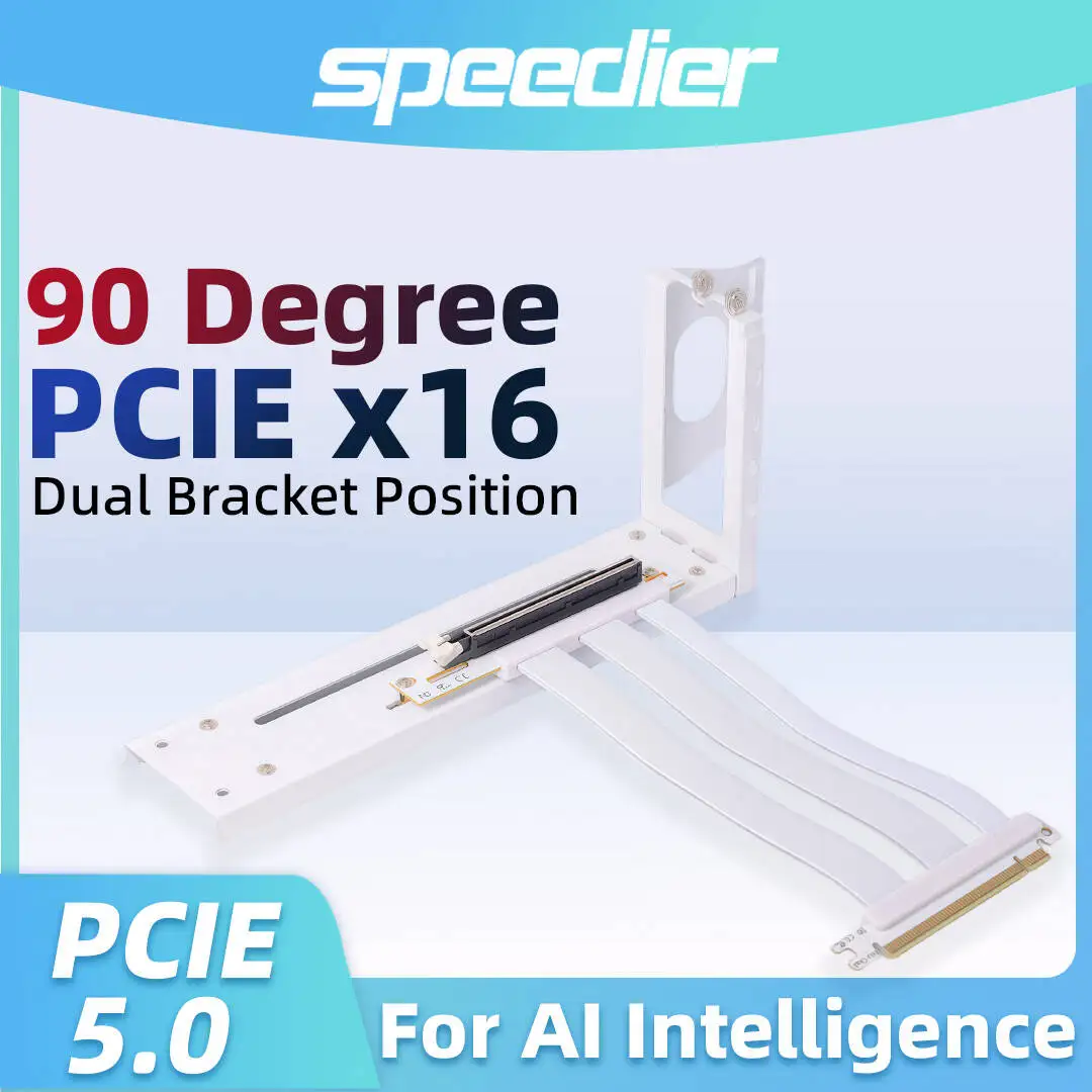 

PCIE 5.0 X16 Graphics Card Extension Riser Cable 90 Degree Bend Adapter 32GT/s GPU Support Bracket Vertical Mount for AI PCI-E