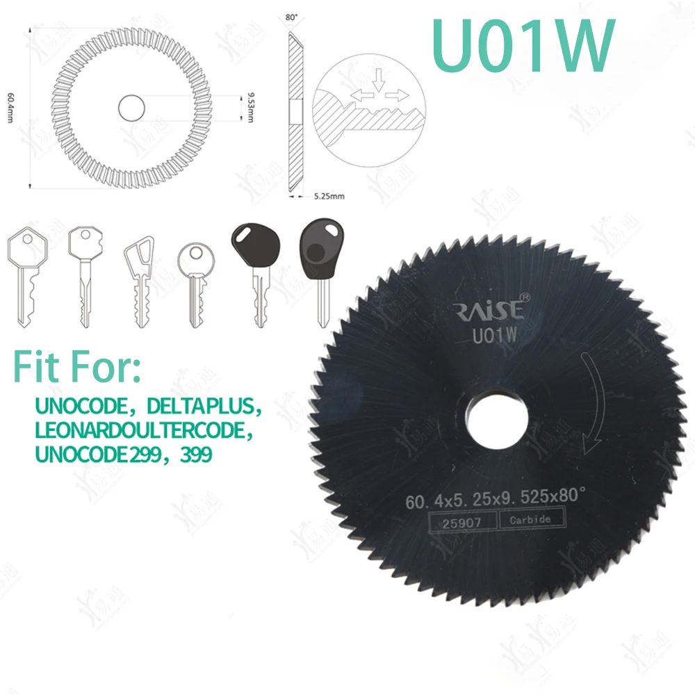 Raise U01W Key Cutter Carbide Double Angle Milling Cutter For SILCA UNOCODE 399 EVO KABA ILCO EZ CODE Key Cutting Machines