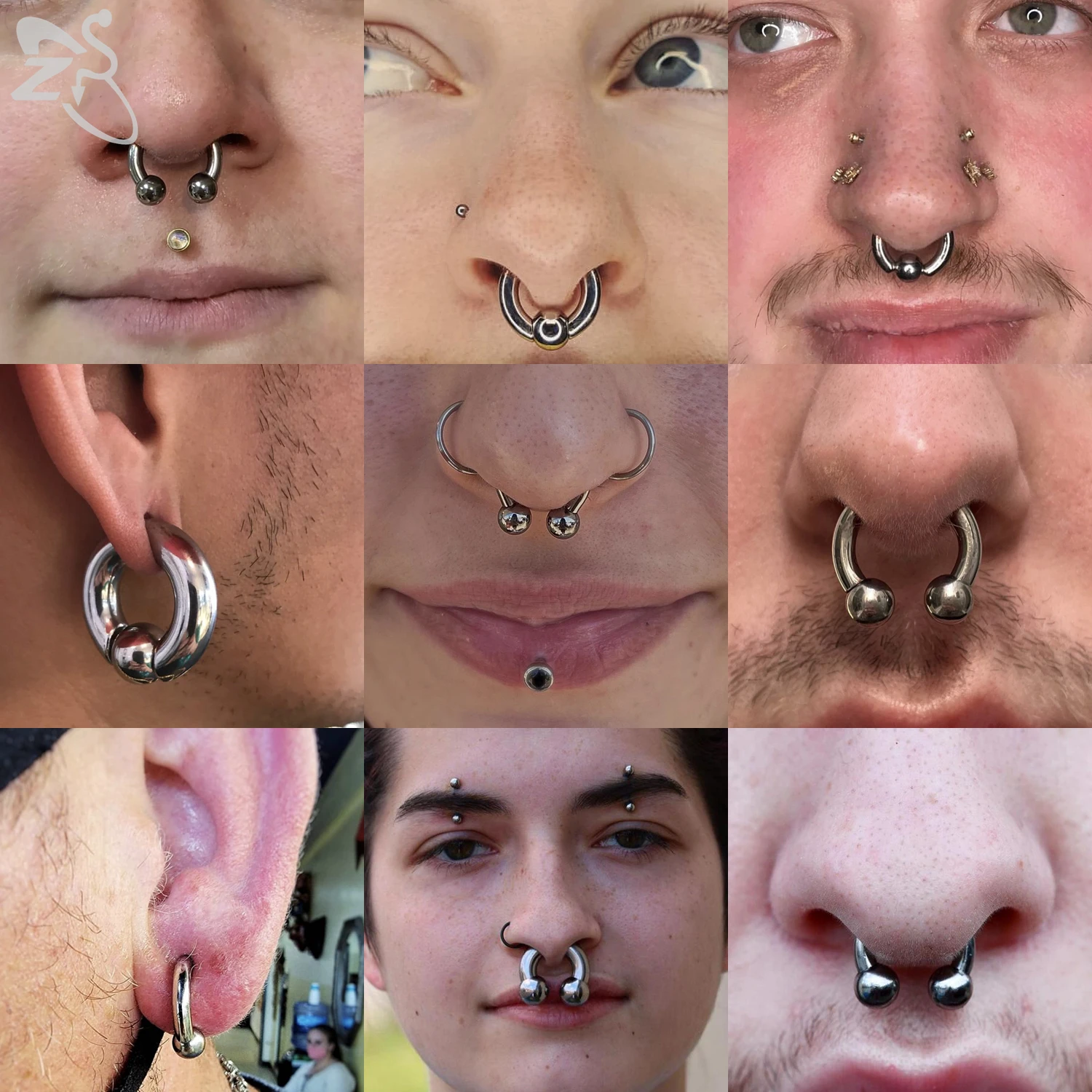 ZS 1 Stück 2/4/6/8G Edelstahl Hufeisen Nasenring Männer Innengewinde Große Gauge Piercings Ohr Expander Septum Piercing – Detail 1