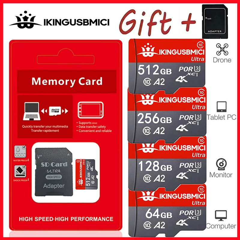 MicroSD Memory Card 256GB Recorder Storage High Speed 128GB monitoring SD Card 64GB 32GB TF Gaming Microsd Class10 U3 V30