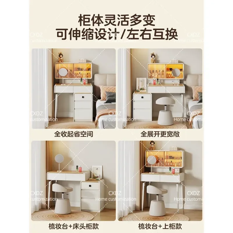 Dresser bedside table integrated 2026 new cream wind master bedroom small apartment solid wood desk makeup table two-in-one