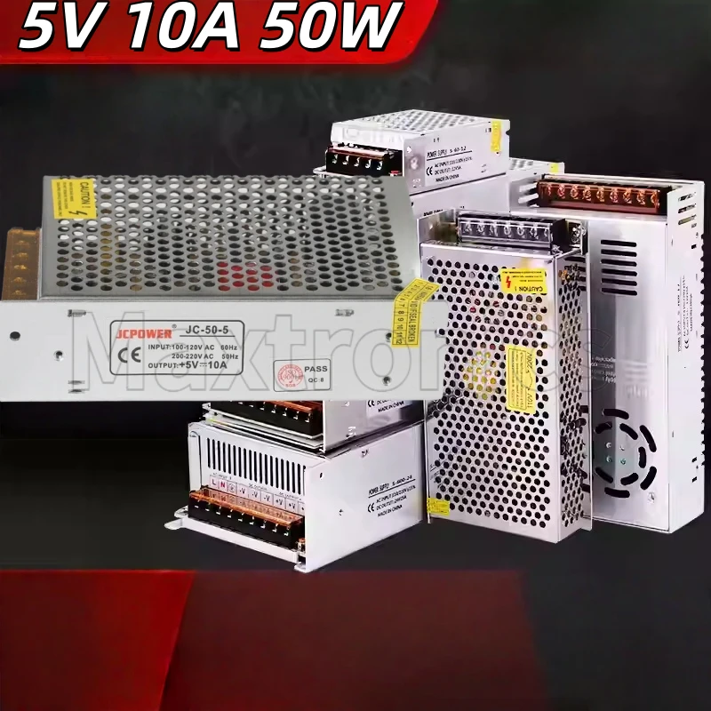 

В постоянного тока 5 Вт 50 Вт алюминиевый корпус светодиодный драйвер освещения трансформатор адаптер 5 В 10 А 50 Вт переключатель источника питания AC100-240 В