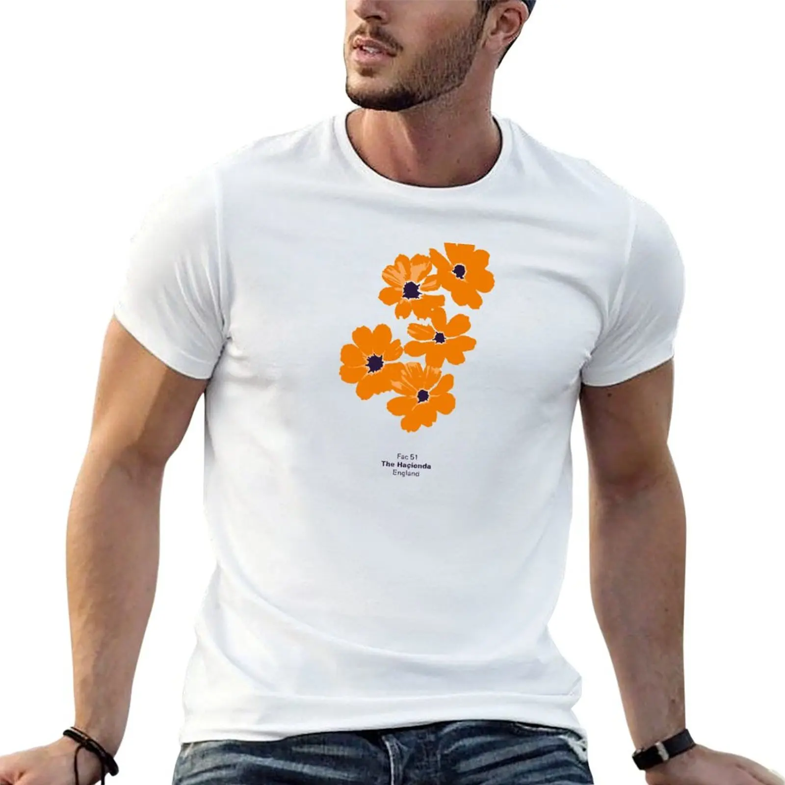 Camiseta The Hacienda Fac 51 Flowers, camisetas para hombre, paquete de camisetas de algodón para hombre, camisetas de algodón suave para hombre
