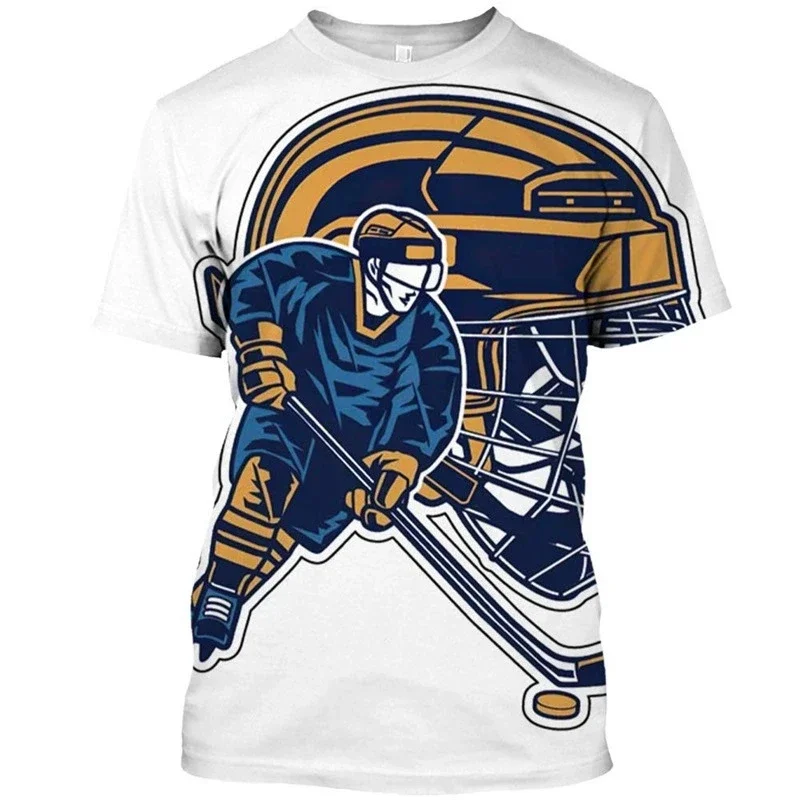 

T Shirt for Men Clothing 3D Print Fresh Hockey Ball Funny Woman Short Sleeved Unisex Women Tops Tee Shirts Summer Round Neck