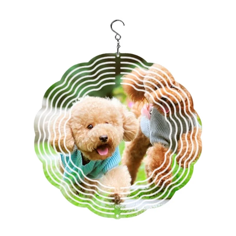 แผ่นอะลูมิเนียมเคลือบสีขาวแบบกันลมลายสัตว์เลี้ยง WSFS พิมพ์สองด้าน พร้อมจานหมุนสำหรับติดตั้งกับกระดิ่งลม