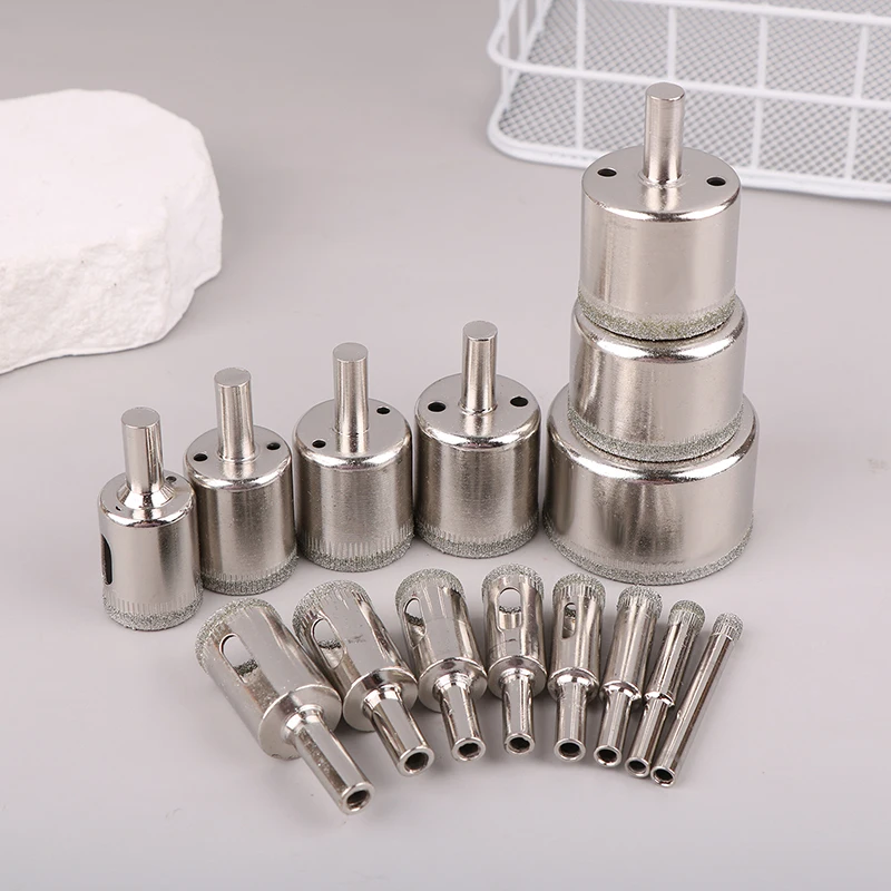 15pcs/set Diamond Coated Hole Saw Drill Bit Cutter Core Shaft Tool Kit Glass Marble